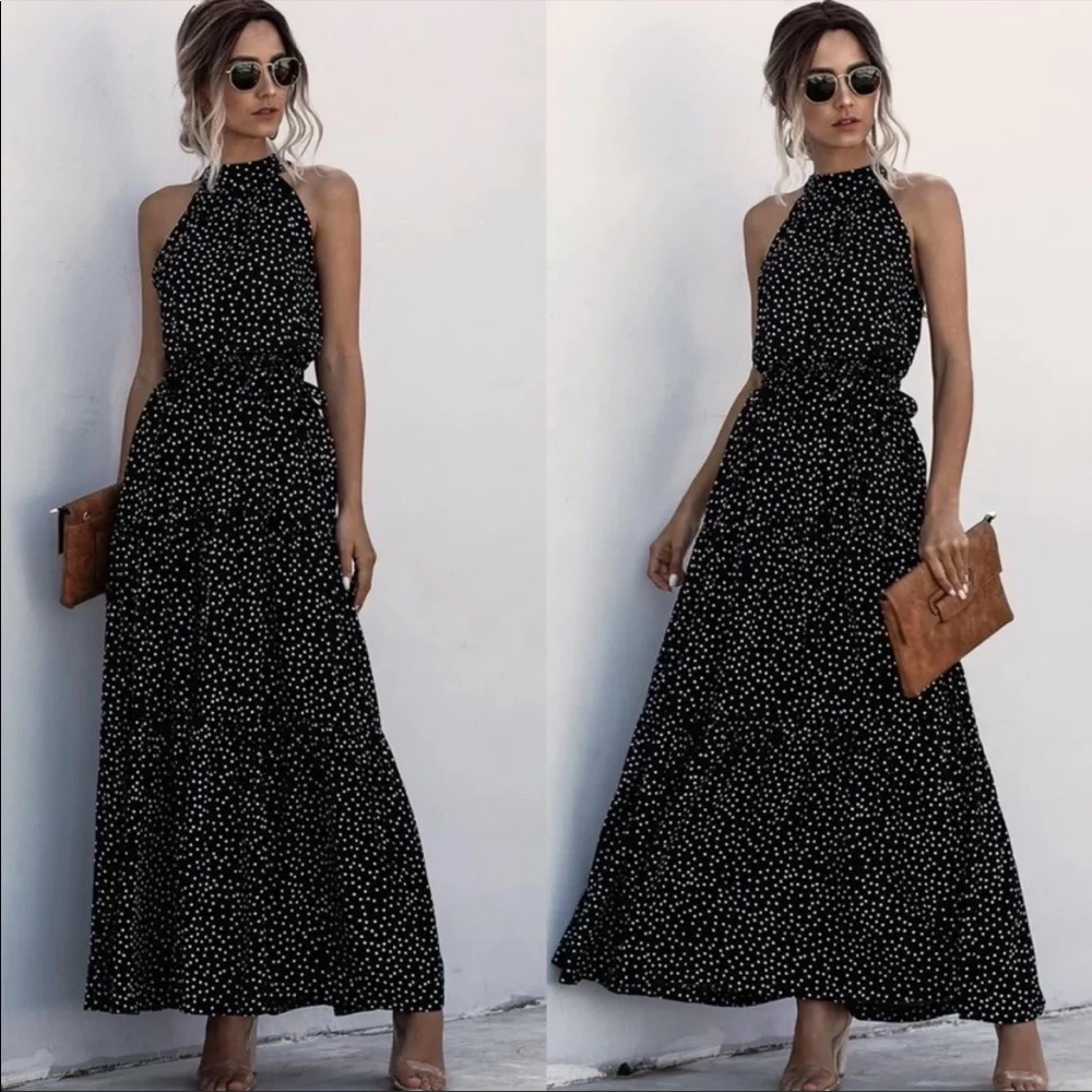 Boho floral halter maxi dress_8